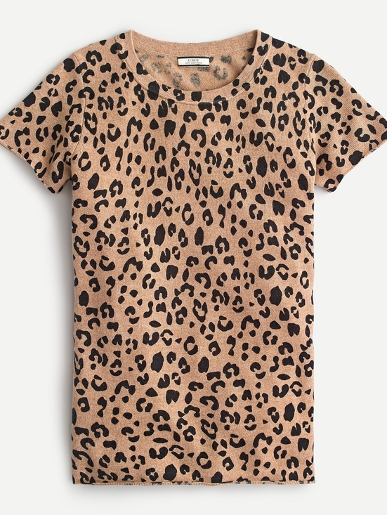 J. Crew Sweaters - NWT J. Crew Short-Sleeve Cashmere T-shirt in Leopard